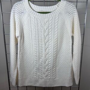 St. John's Bay White Cable Knit Sweater size S